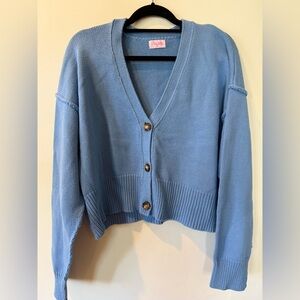 Pink Lily Chasing Joy Blue Cardigan, M